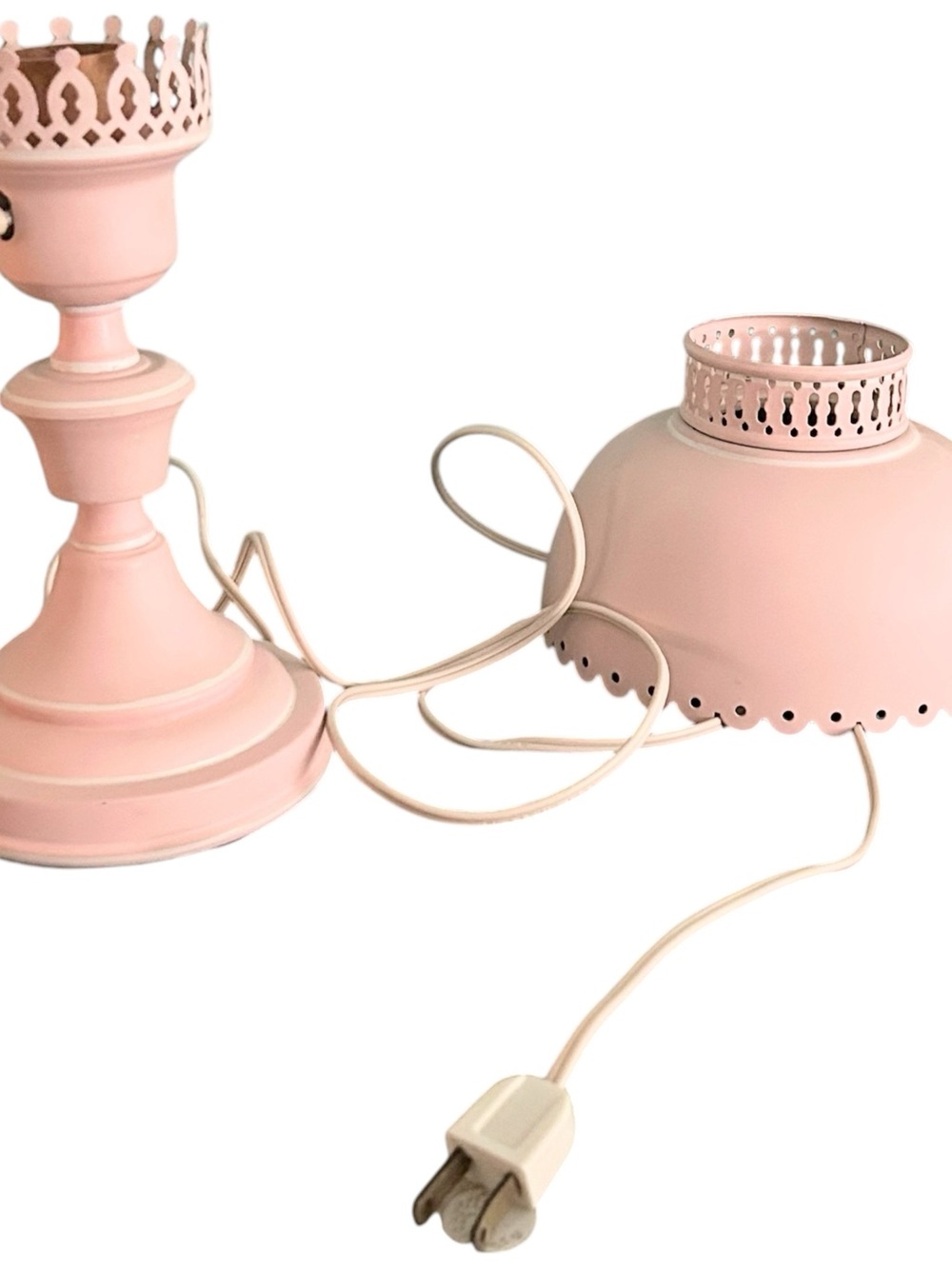 Vintage Hurricane Table Desk Bedroom Lamp Pink 17.25” - Picture 10 of 11